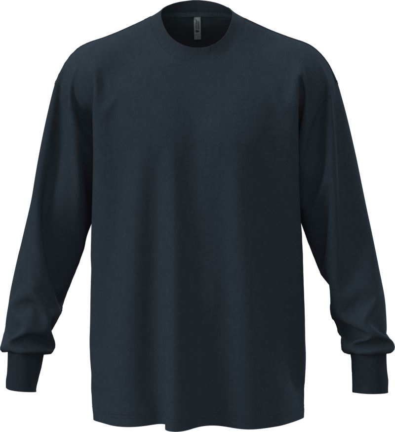 Levně Těžké oversize tričko s dlouhým rukávem - midnight navy
