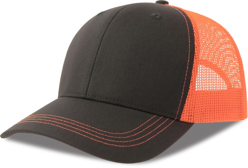 Levně 6 panelová Trucker kšiltovka - dark grey/orange fluo