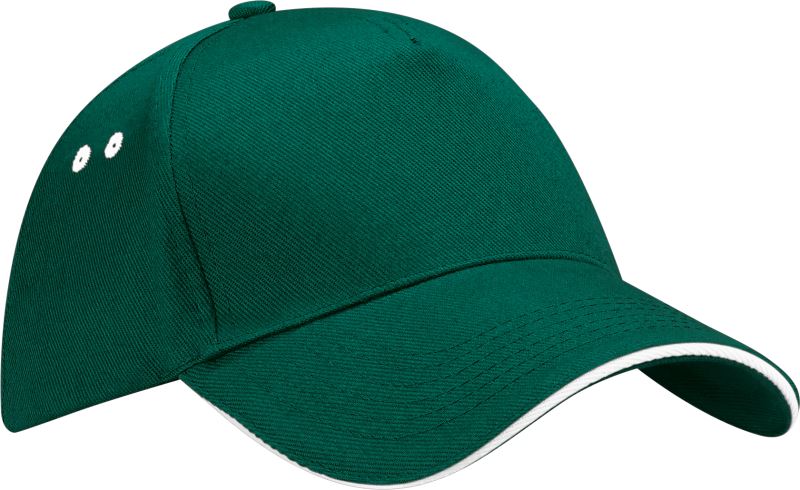 Levně 5 panelová sandwich kšiltovka - bottle green/white
