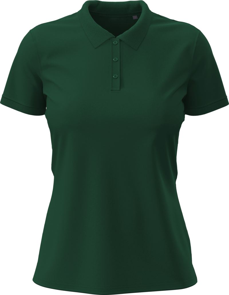 Levně Dámské elastické piqué polo z těžké bavlny - bottle green